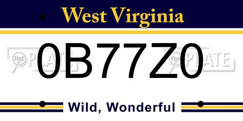 0B77Z0 West Virginia License Plate