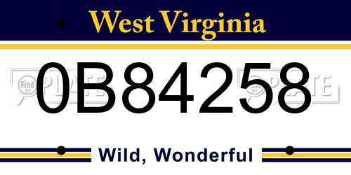 0B84258 West Virginia License Plate