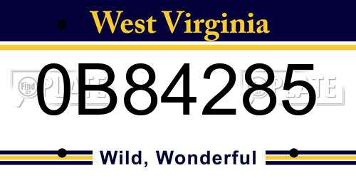 0B84285 West Virginia License Plate