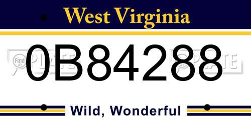 0B84288 West Virginia License Plate
