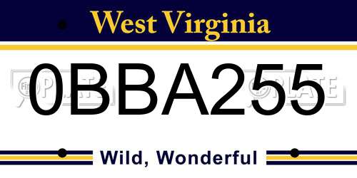 0BBA255 West Virginia License Plate
