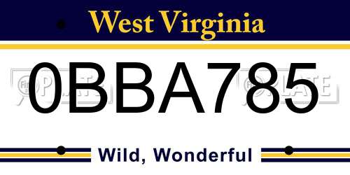 0BBA785 West Virginia License Plate