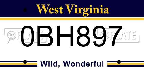 0BH897 West Virginia License Plate