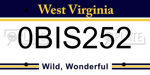 0BIS252 West Virginia License Plate