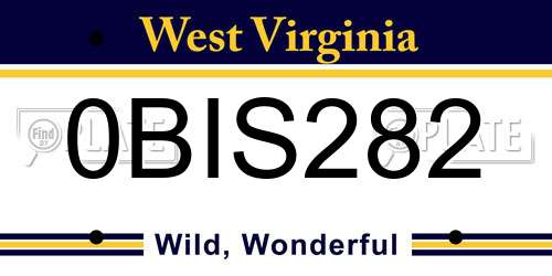 0BIS282 West Virginia License Plate