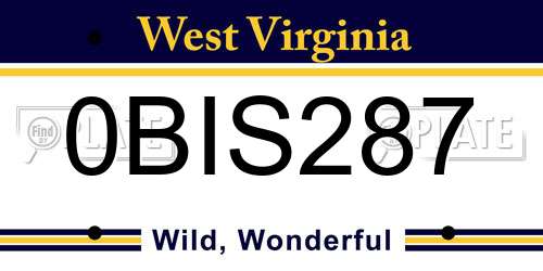 0BIS287 West Virginia License Plate