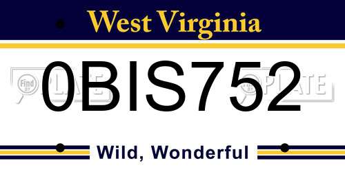 0BIS752 West Virginia License Plate