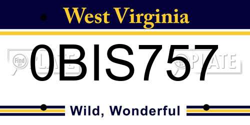 0BIS757 West Virginia License Plate