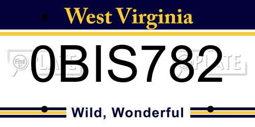 0BIS782 West Virginia License Plate