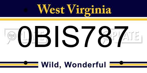 0BIS787 West Virginia License Plate