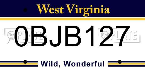 0BJB127 West Virginia License Plate