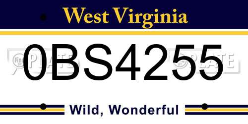 0BS4255 West Virginia License Plate