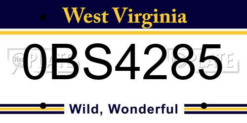 0BS4285 West Virginia License Plate