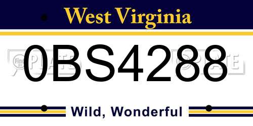 0BS4288 West Virginia License Plate