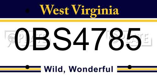 0BS4785 West Virginia License Plate
