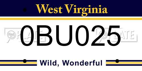 0BU025 West Virginia License Plate