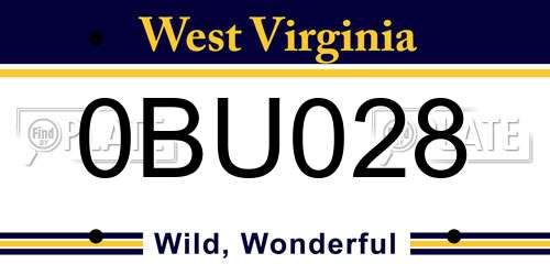 0BU028 West Virginia License Plate