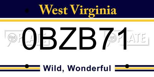 0BZB71 West Virginia License Plate