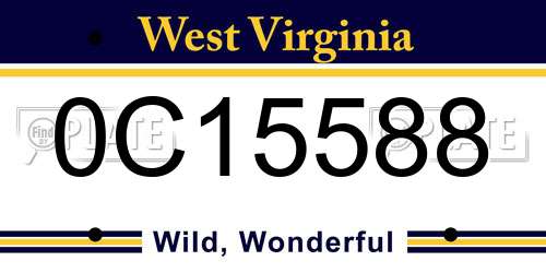 0C15588 West Virginia License Plate