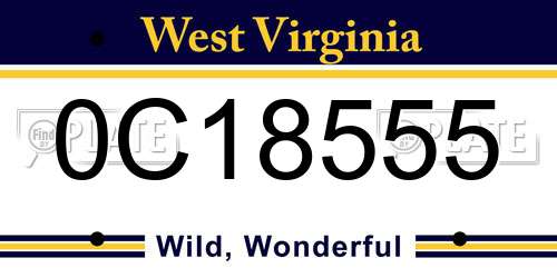 0C18555 West Virginia License Plate