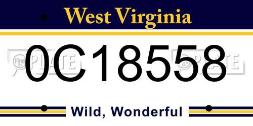 0C18558 West Virginia License Plate