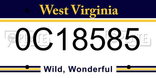 0C18585 West Virginia License Plate