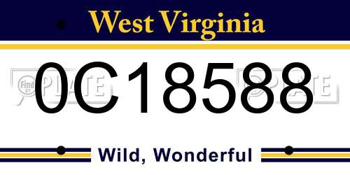 0C18588 West Virginia License Plate