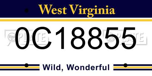 0C18855 West Virginia License Plate
