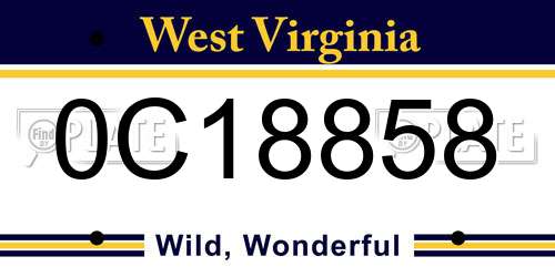 0C18858 West Virginia License Plate