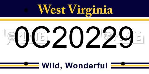 0C20229 West Virginia License Plate