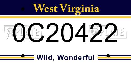0C20422 West Virginia License Plate