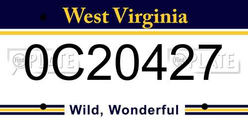 0C20427 West Virginia License Plate