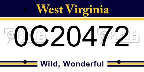 0C20472 West Virginia License Plate