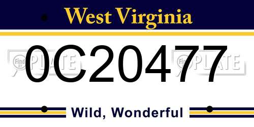 0C20477 West Virginia License Plate