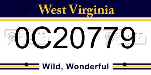 0C20779 West Virginia License Plate