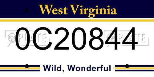 0C20844 West Virginia License Plate