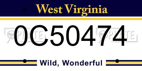 0C50474 West Virginia License Plate