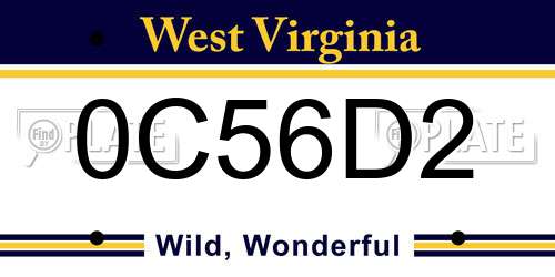 0C56D2 West Virginia License Plate
