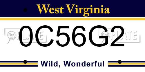 0C56G2 West Virginia License Plate