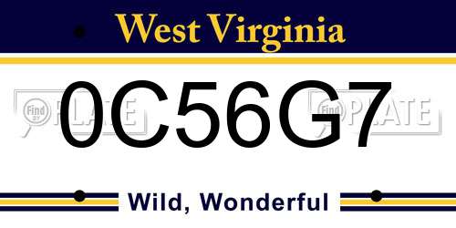 0C56G7 West Virginia License Plate