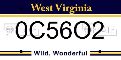 0C56O2 West Virginia License Plate