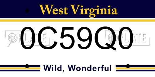 0C59Q0 West Virginia License Plate
