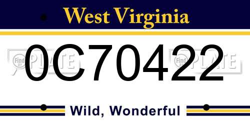 0C70422 West Virginia License Plate