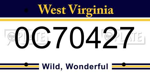 0C70427 West Virginia License Plate