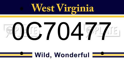 0C70477 West Virginia License Plate