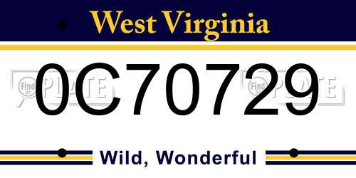 0C70729 West Virginia License Plate