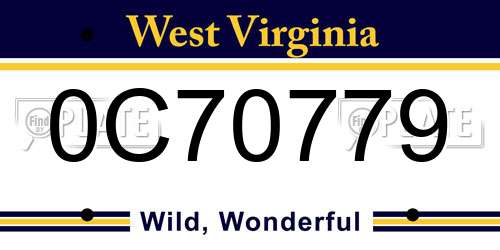 0C70779 West Virginia License Plate