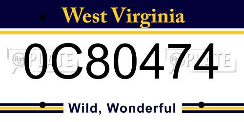 0C80474 West Virginia License Plate