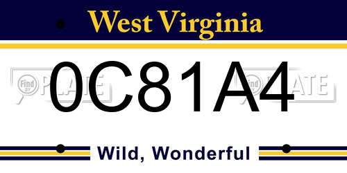 0C81A4 West Virginia License Plate