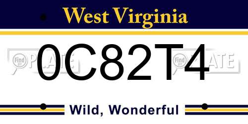 0C82T4 West Virginia License Plate
